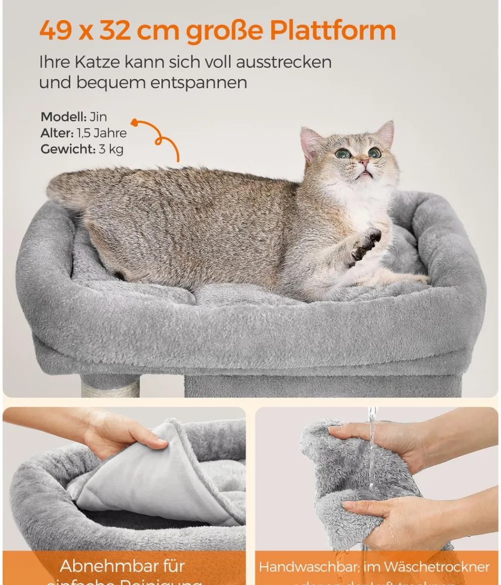 Feandrea Kratzbäume & Kratzmöbel > Kratzbaum mit zwei Höhlen M, ca. B60/H74/T39 cm