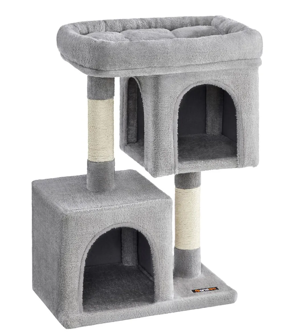 Feandrea Kratzbäume & Kratzmöbel > Kratzbaum mit zwei Höhlen M, ca. B60/H74/T39 cm