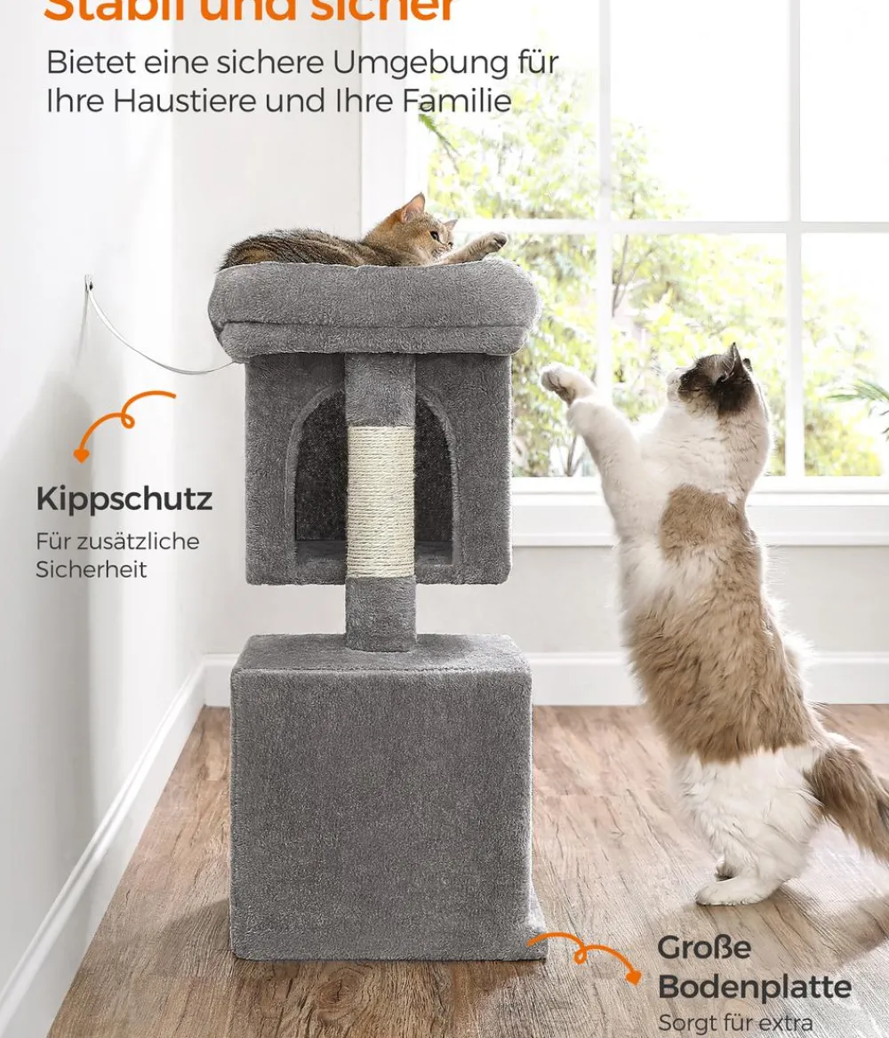 Feandrea Kratzbäume & Kratzmöbel > Kratzbaum mit zwei Höhlen M, ca. B60/H74/T39 cm