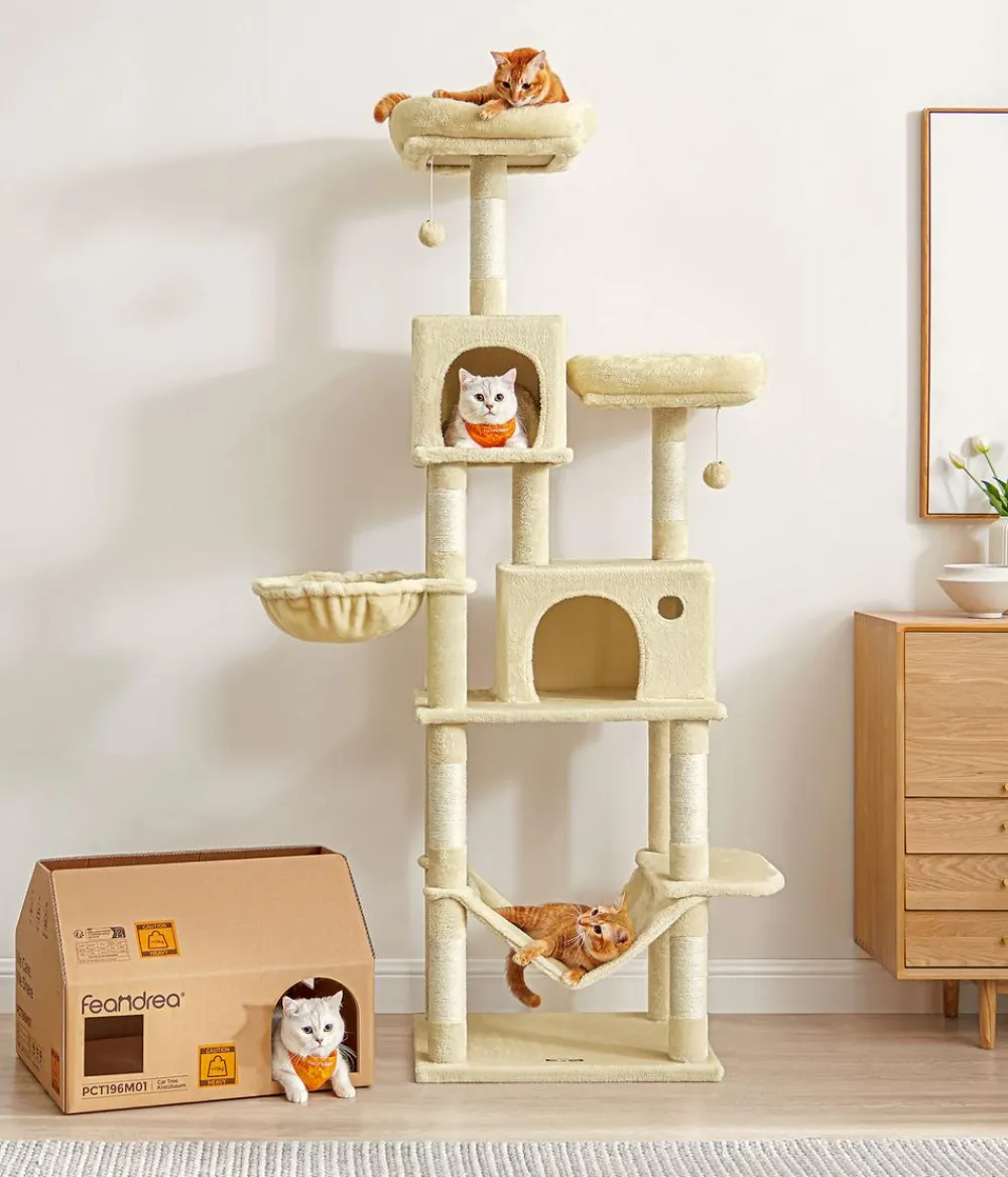 Feandrea Kratzbäume & Kratzmöbel - Kratzbaum XXL, ca. B109/H199/T76,2 cm Beige