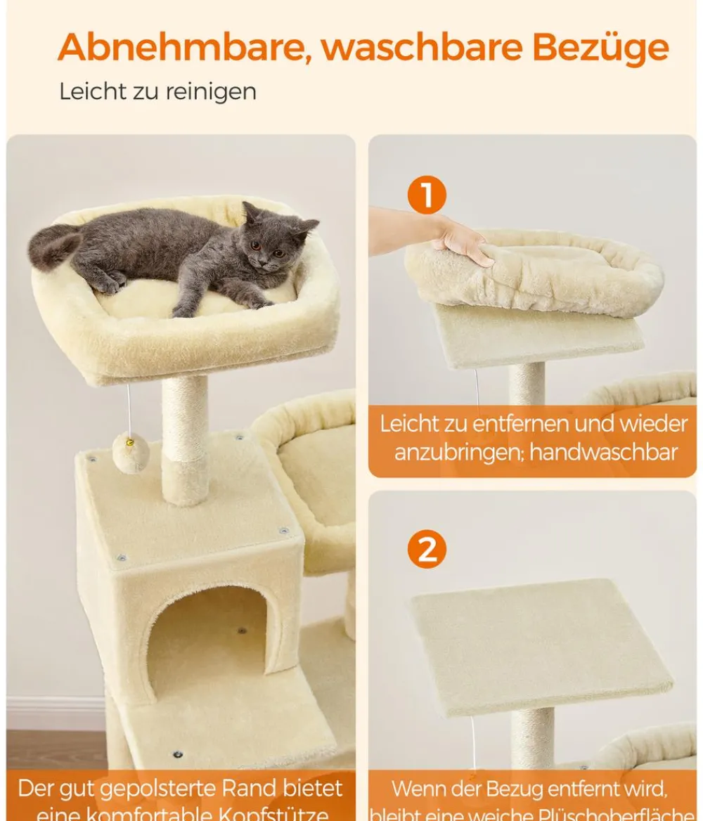 Feandrea Kratzbäume & Kratzmöbel - Kratzbaum XXL, ca. B109/H199/T76,2 cm Beige