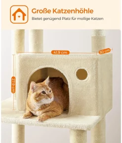 Feandrea Kratzbäume & Kratzmöbel - Kratzbaum XXL, ca. B109/H199/T76,2 cm Beige