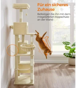 Feandrea Kratzbäume & Kratzmöbel - Kratzbaum XXL, ca. B109/H199/T76,2 cm Beige