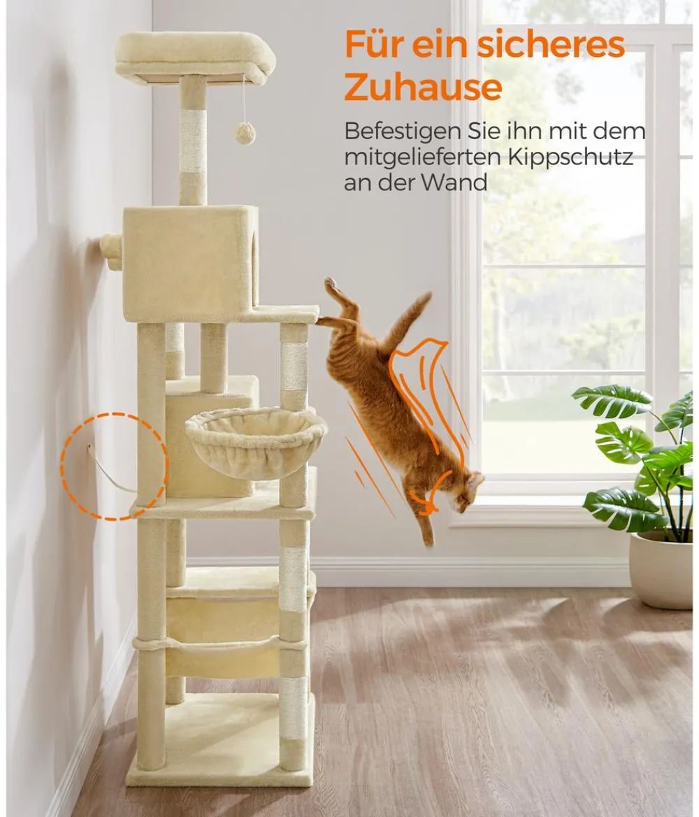 Feandrea Kratzbäume & Kratzmöbel - Kratzbaum XXL, ca. B109/H199/T76,2 cm Beige