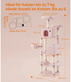 Feandrea Kratzbäume & Kratzmöbel > Kratzbaum XXL, ca. B60/H206/T50 cm