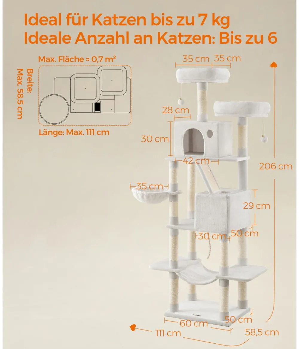 Feandrea Kratzbaum XXL, ca. B60/H206/T50 cm Creme Online