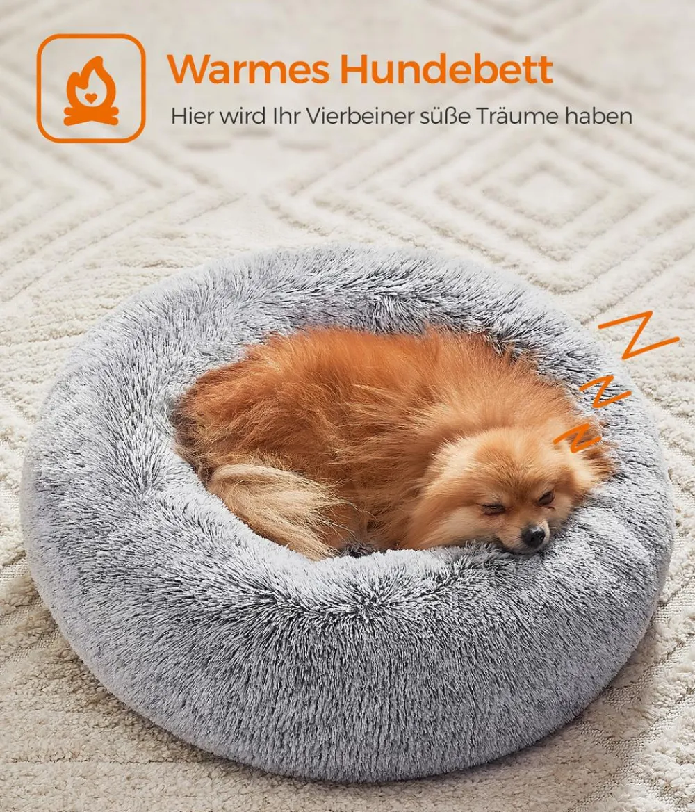 Feandrea Hundebetten & Körbe|Katzenbetten & Katzenkissen > Kuschelbett, rund, grau, Ø60/H20 cm