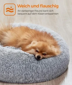 Feandrea Hundebetten & Körbe|Katzenbetten & Katzenkissen > Kuschelbett, rund, grau, Ø60/H20 cm