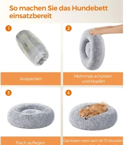 Feandrea Hundebetten & Körbe|Katzenbetten & Katzenkissen > Kuschelbett, rund, grau, Ø60/H20 cm