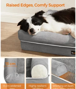Feandrea Orthopädisches Hundebett, rechteckig, , ca. B91/H20/T71 cm Hellgrau