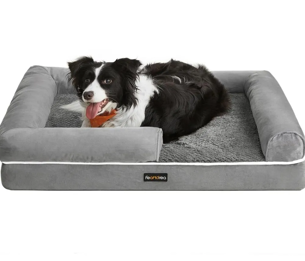 Feandrea Orthopädisches Hundebett, rechteckig, , ca. B91/H20/T71 cm Hellgrau