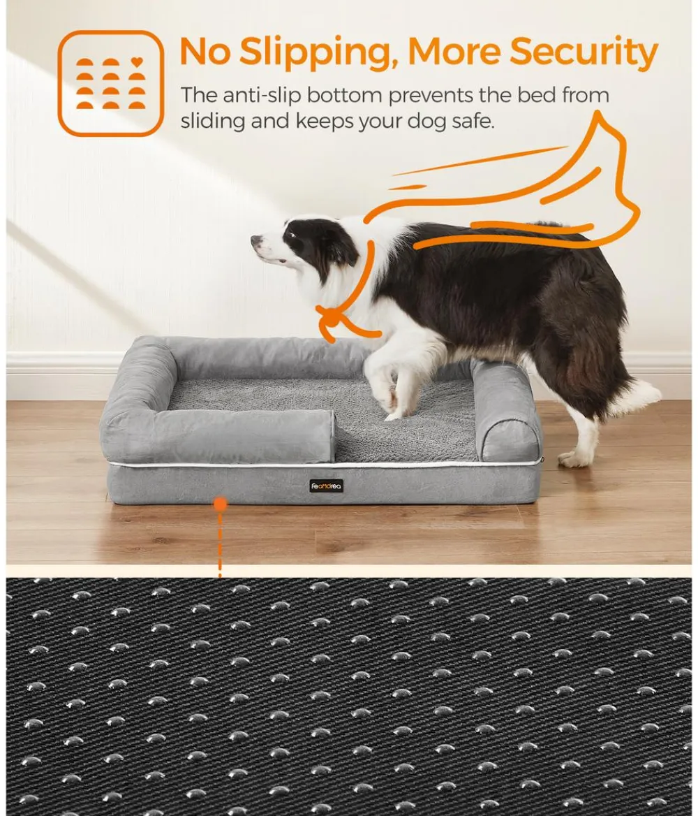 Feandrea Orthopädisches Hundebett, rechteckig, , ca. B91/H20/T71 cm Hellgrau