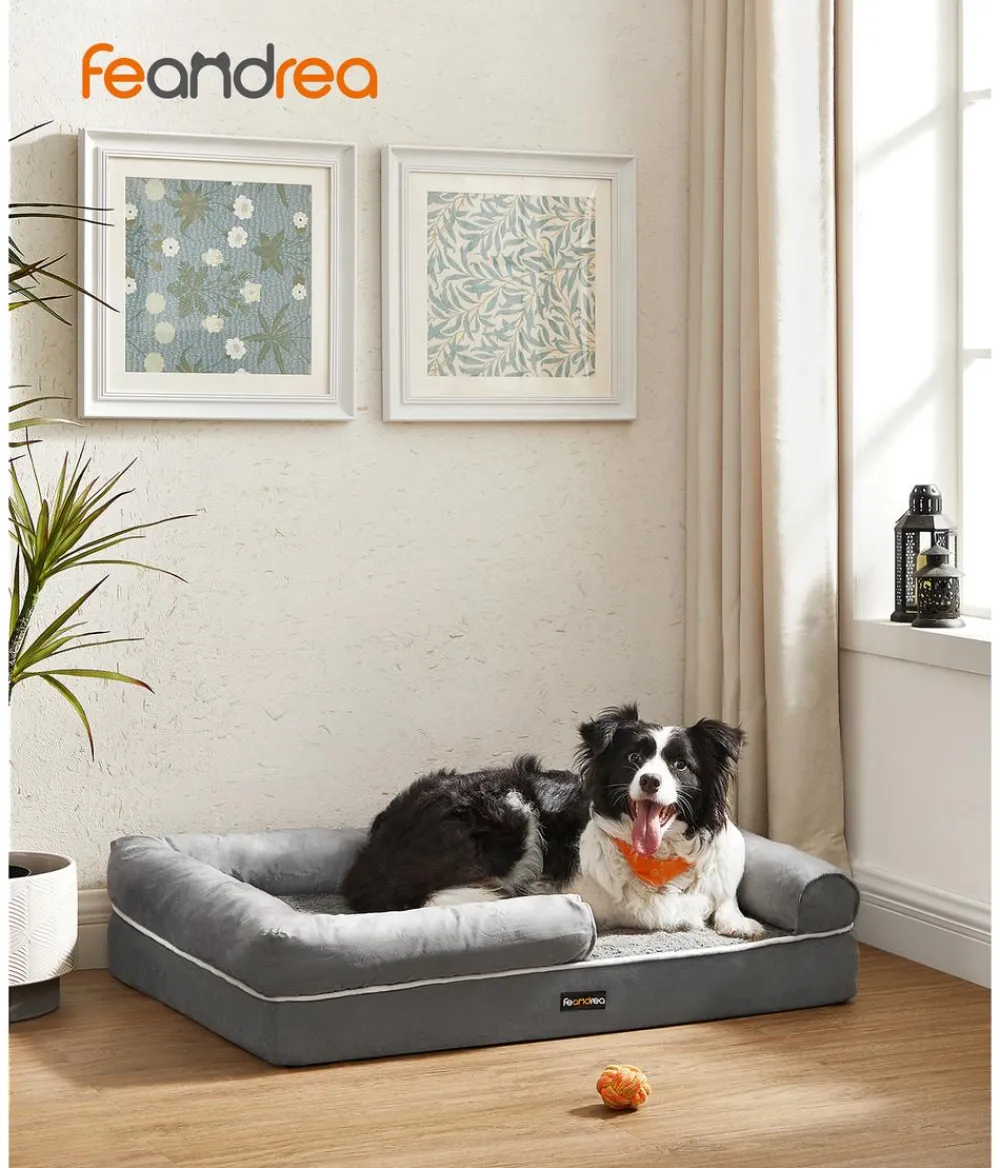 Feandrea Orthopädisches Hundebett, rechteckig, , ca. B91/H20/T71 cm Hellgrau