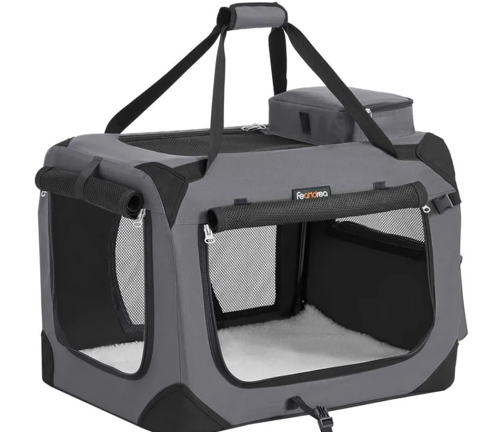 Feandrea Hundetransportboxen - Transporttasche, ca. B60/H40/T40 cm Dunkelgrau