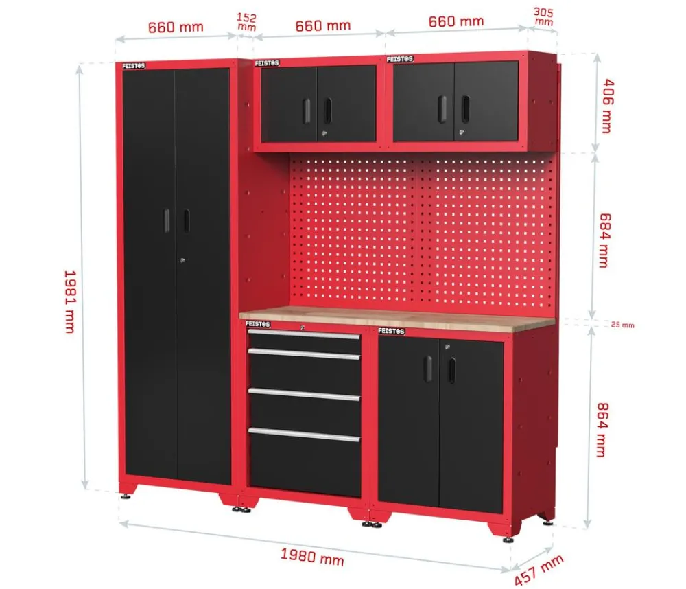 FEISTOS Werkzeugschrank Juno 2, ca. B198/H198/T45,7 cm Hot