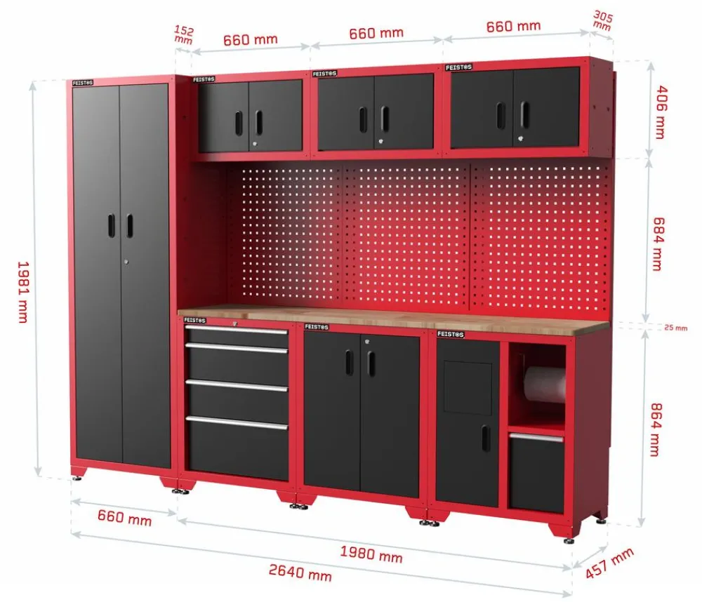 FEISTOS Zubehör & Ausstattung - Werkzeugschrank Juno 3, ca. B264/H198/T45,7 cm
