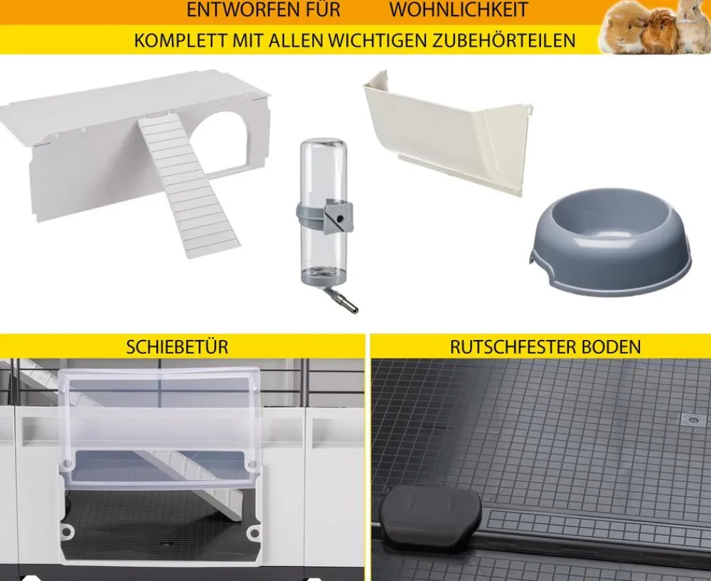 Ferplast® Nagerkäfige - ferplast Nagerheim Modular 3, , ca. B144/H56/T72 cm Hellgrau