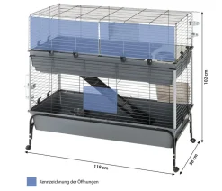 Ferplast® Nagerkäfige > ferplast Nagerheim Rabbit 120 Double, grau, ca. B118/H117/T58 cm