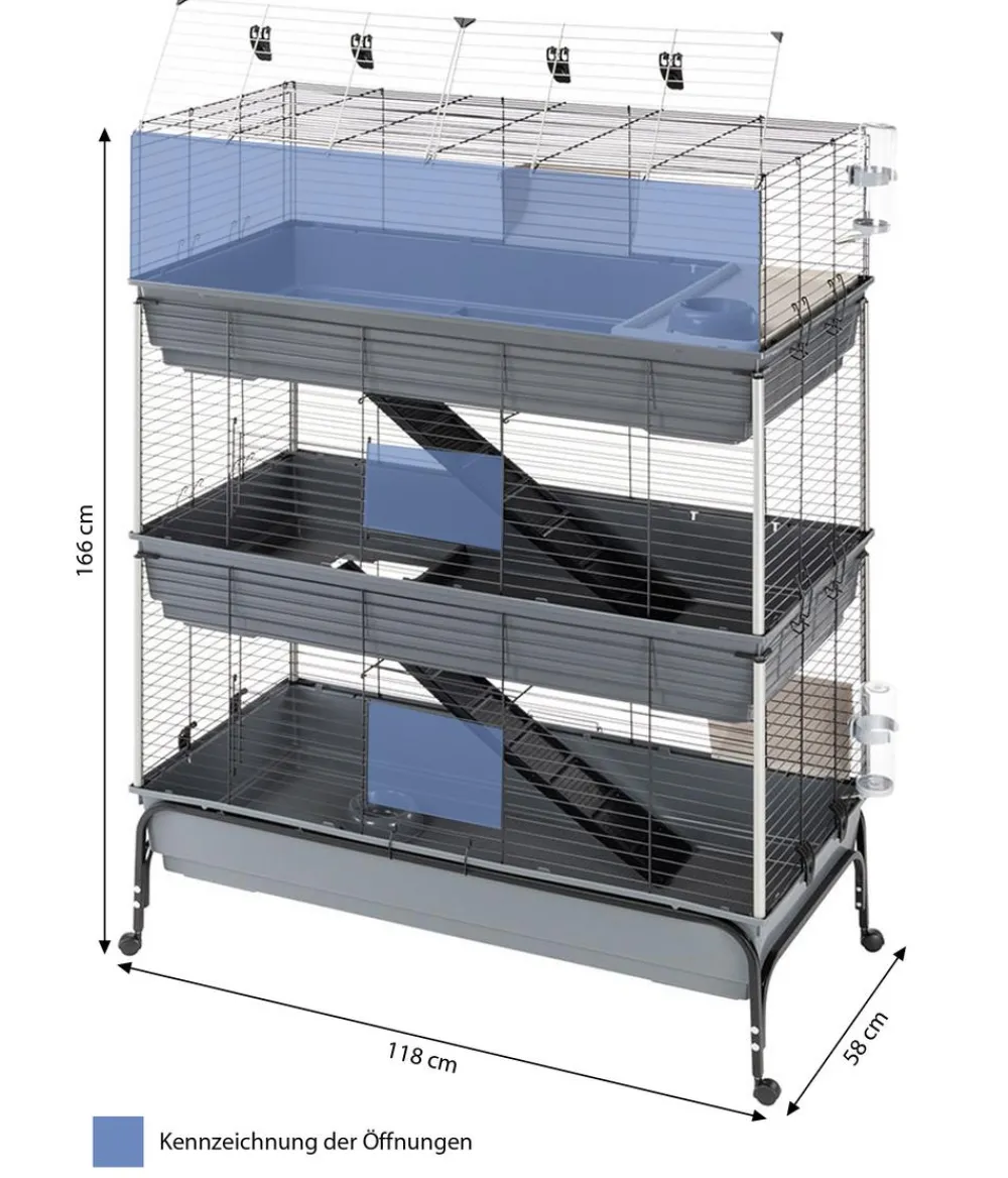 Ferplast® Nagerkäfige > ferplast Nagerheim Rabbit 120 Tris, grau, ca. B118/H166/T58 cm
