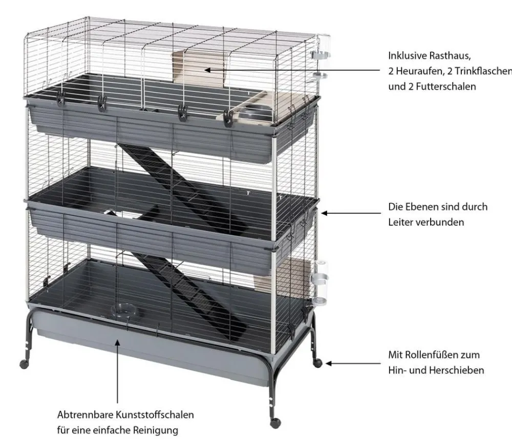 Ferplast® Nagerkäfige > ferplast Nagerheim Rabbit 120 Tris, grau, ca. B118/H166/T58 cm