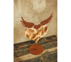 Ferrum Holz-Herz mit Metall-Flügeln, rost, ca. B36/H51 cm Braun Online
