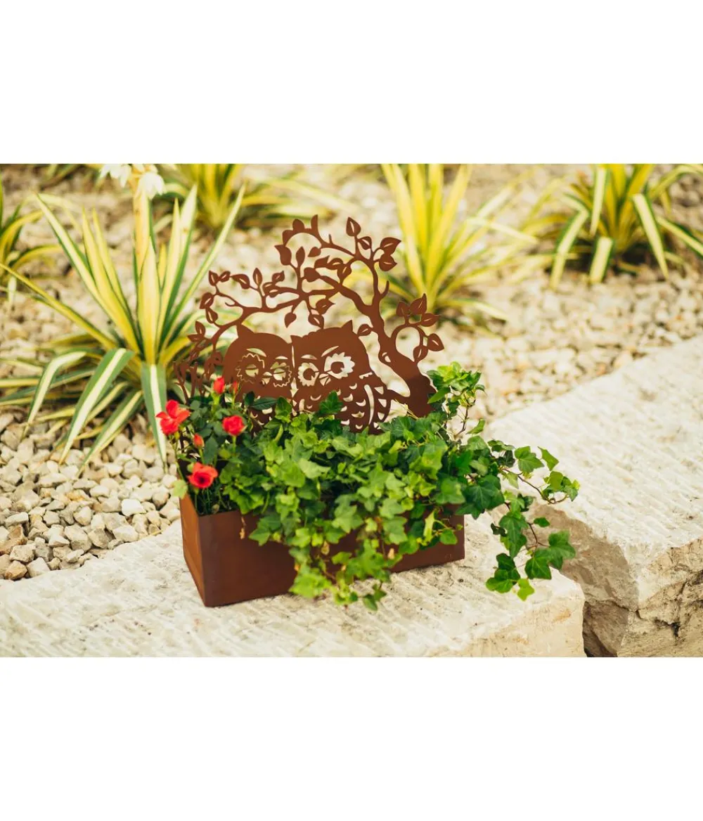 Ferrum Dekoartikel|Mehr Gartendekoration - Metall-Eulenpaar zum Bepflanzen, ca. B39/H48,5/T14,5 cm Braun