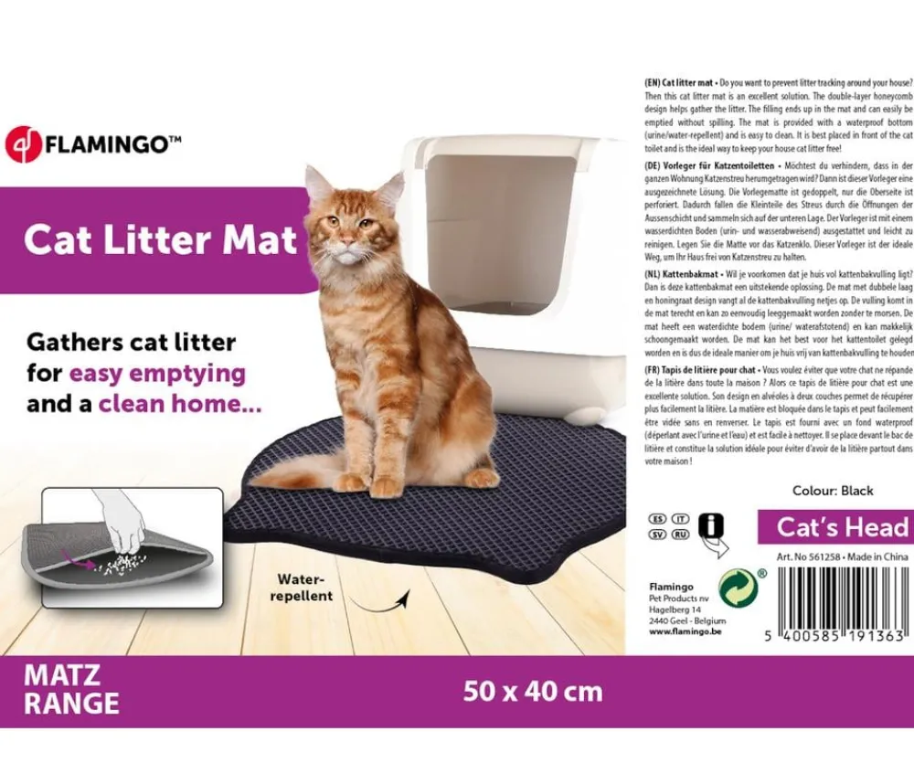 Flamingo Katzenklo - Katzenklo-Matte Katzenkopf, , ca. B50/T40 cm Schwarz