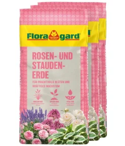 Floragard Spezialerde > Rosen- und Staudenerde, 3 x 18 l