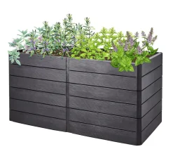 Garantia Hochbeete & Frühbeete > Kunststoff-Hochbeet Ergo Quadro Wood inkl. Wassersparsystem