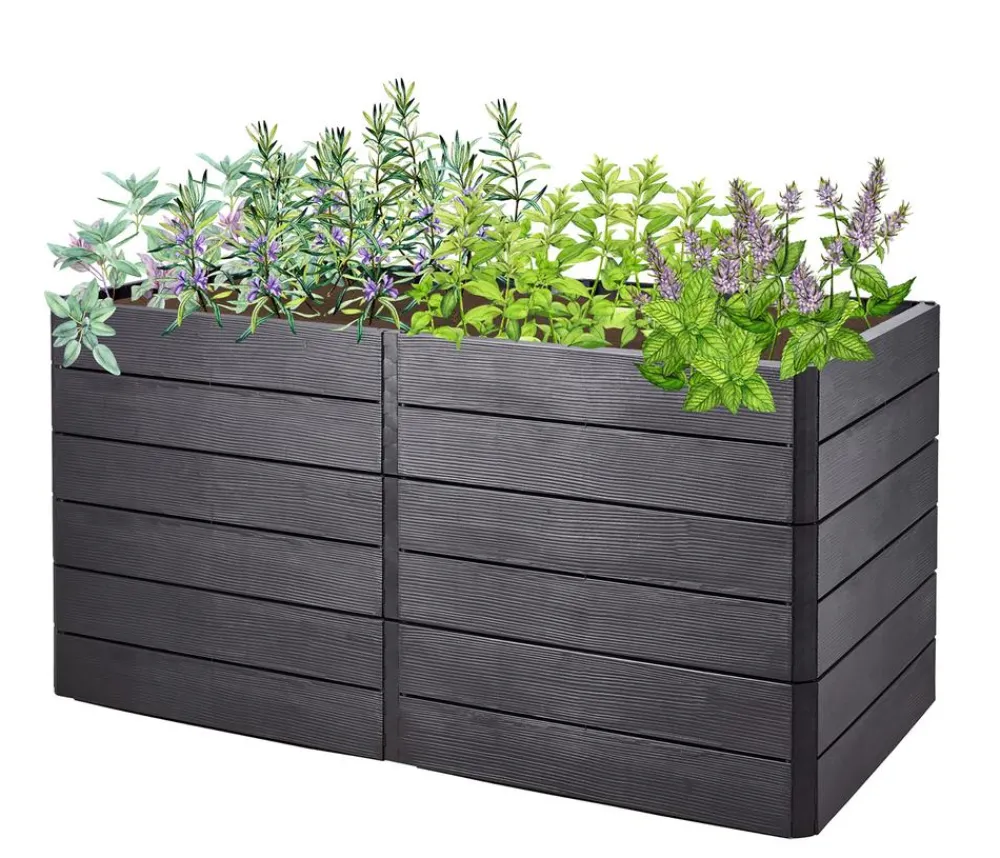 Garantia Hochbeete & Frühbeete > Kunststoff-Hochbeet Ergo Quadro Wood inkl. Wassersparsystem