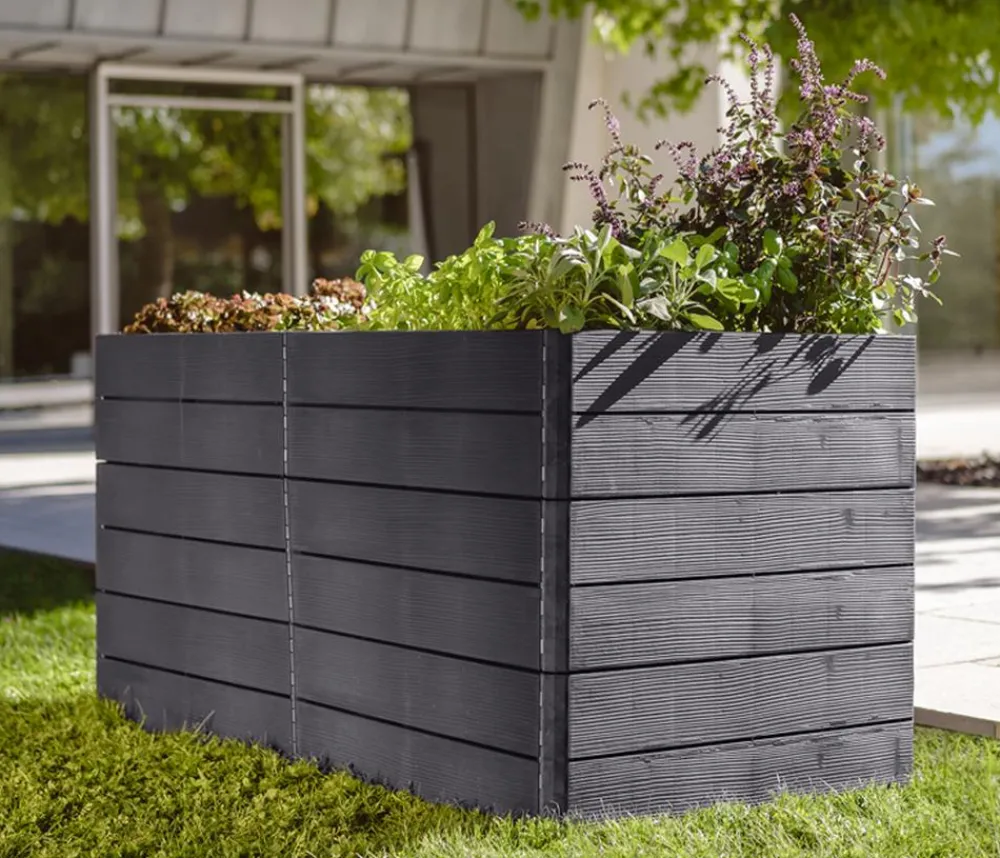 Garantia Hochbeete & Frühbeete > Kunststoff-Hochbeet Ergo Quadro Wood inkl. Wassersparsystem
