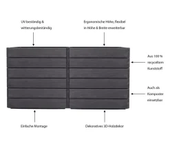 Garantia Hochbeete & Frühbeete > Kunststoff-Hochbeet Ergo Quadro Wood inkl. Wassersparsystem