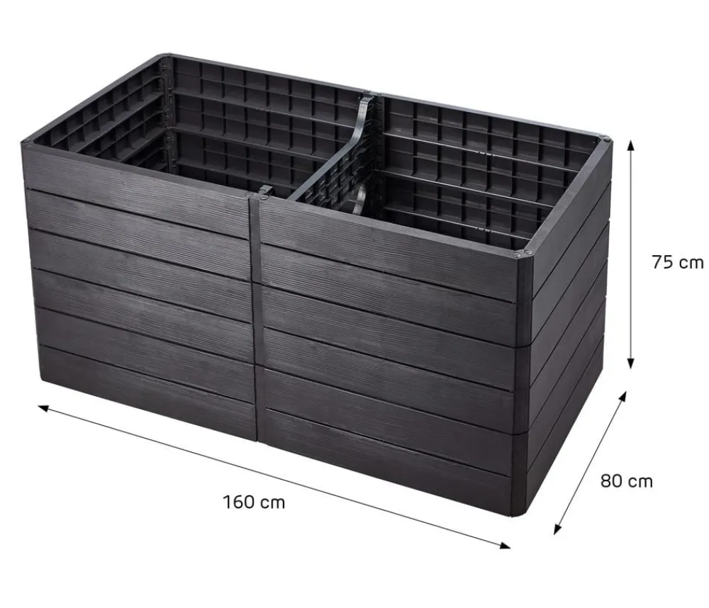 Garantia Hochbeete & Frühbeete > Kunststoff-Hochbeet Ergo Quadro Wood inkl. Wassersparsystem