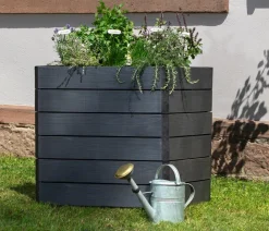 Garantia Hochbeete & Frühbeete > Kunststoff-Hochbeet Ergo Quadro Wood inkl. Wassersparsystem