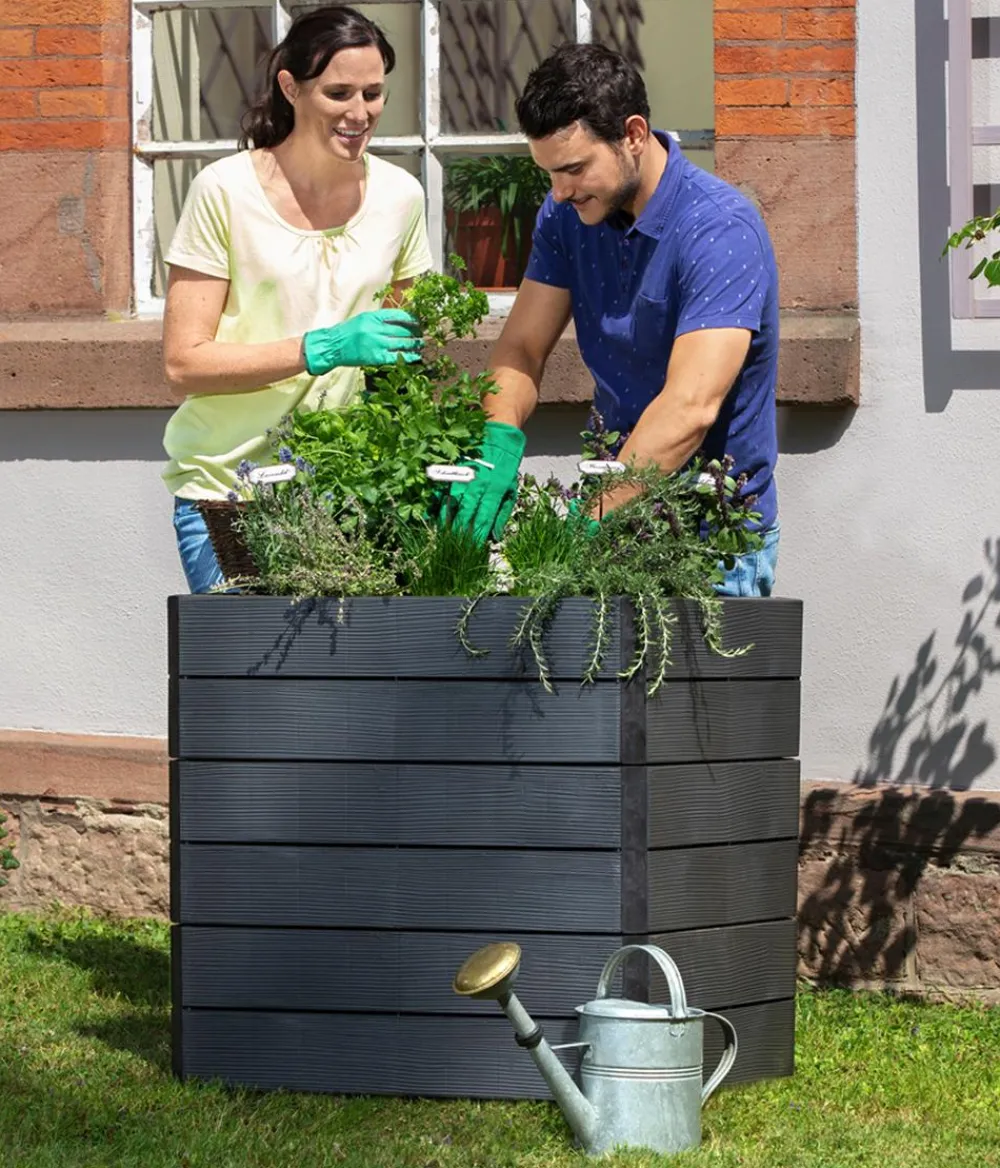 Garantia Kunststoff-Hochbeet Ergo Quadro Wood inkl. Wassersparsystem Clearance