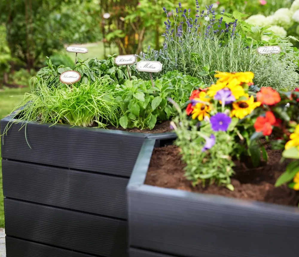 Garantia Kunststoff-Hochbeet Ergo Wood inkl. Wassersparsystem Hot