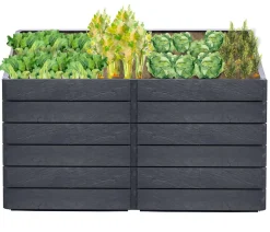 Garantia Hochbeete & Frühbeete > Kunststoff-Hochbeet Ergo Quadro Stone inkl. Wassersparsystem