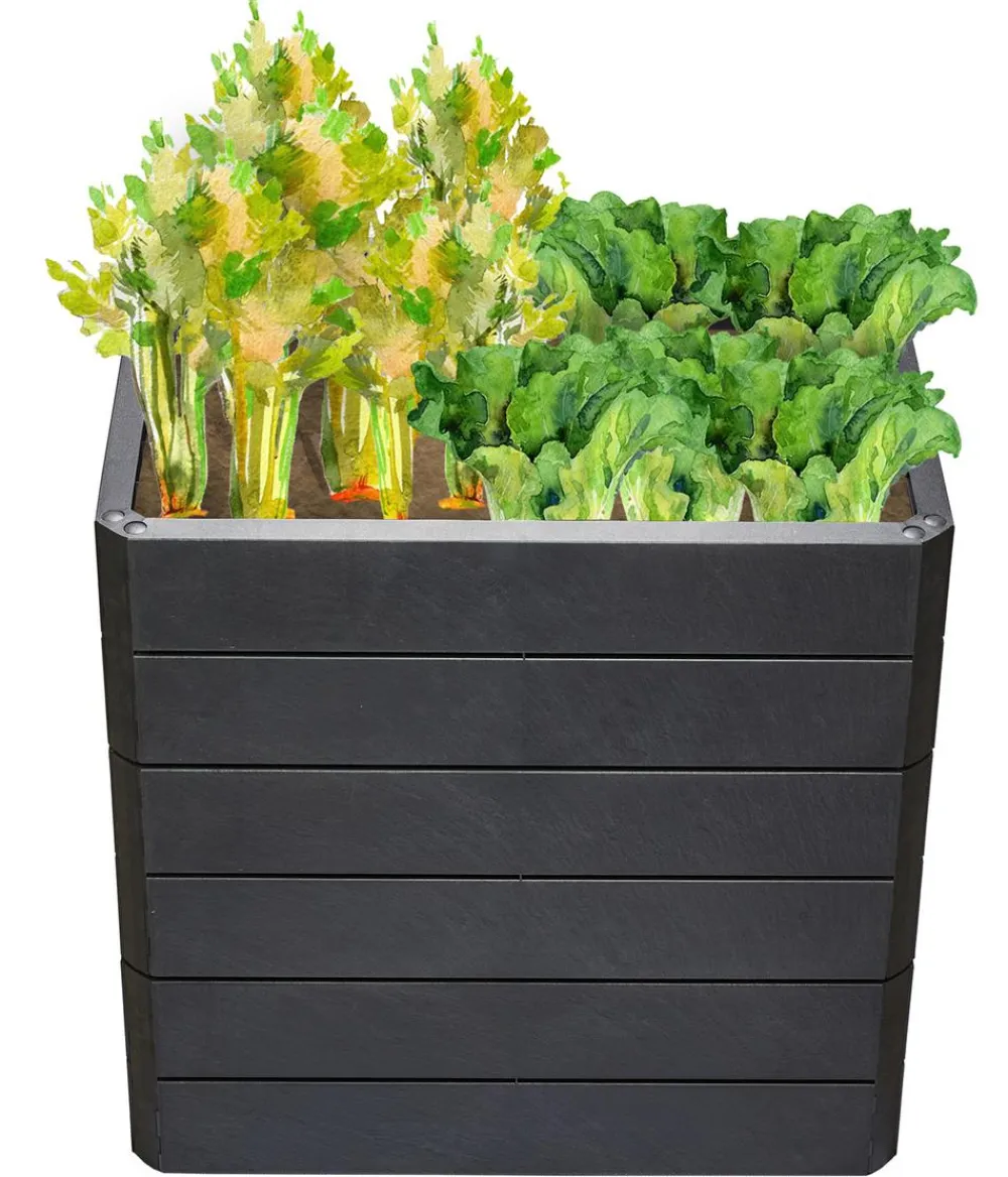 Garantia Kunststoff-Hochbeet Ergo Quadro Stone inkl. Wassersparsystem Anthrazit Best