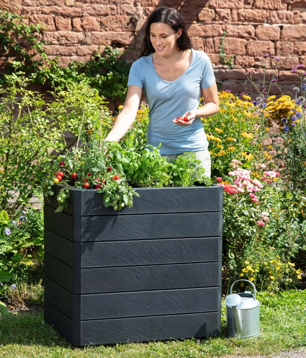Garantia Kunststoff-Hochbeet Ergo Quadro Stone inkl. Wassersparsystem Anthrazit Best
