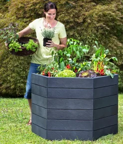 Garantia Kunststoff-Hochbeet Ergo Stone inkl. Wassersparsystem Anthrazit New