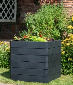 Garantia Hochbeete & Frühbeete - Kunststoff-Hochbeet Ergo Quadro Stone inkl. Wassersparsystem Anthrazit