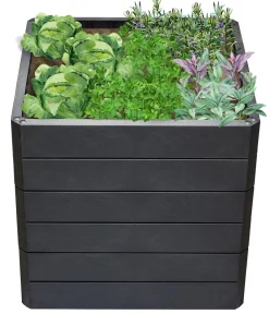 Garantia Hochbeete & Frühbeete - Kunststoff-Hochbeet Ergo Quadro Stone inkl. Wassersparsystem Anthrazit