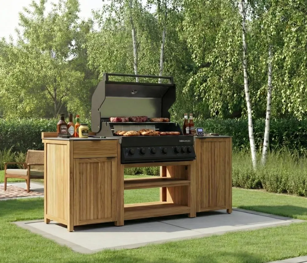 garbou Outdoor-Küche mit Grill, ca. B214/H115,8/T63,5 cm Hellbraun Online