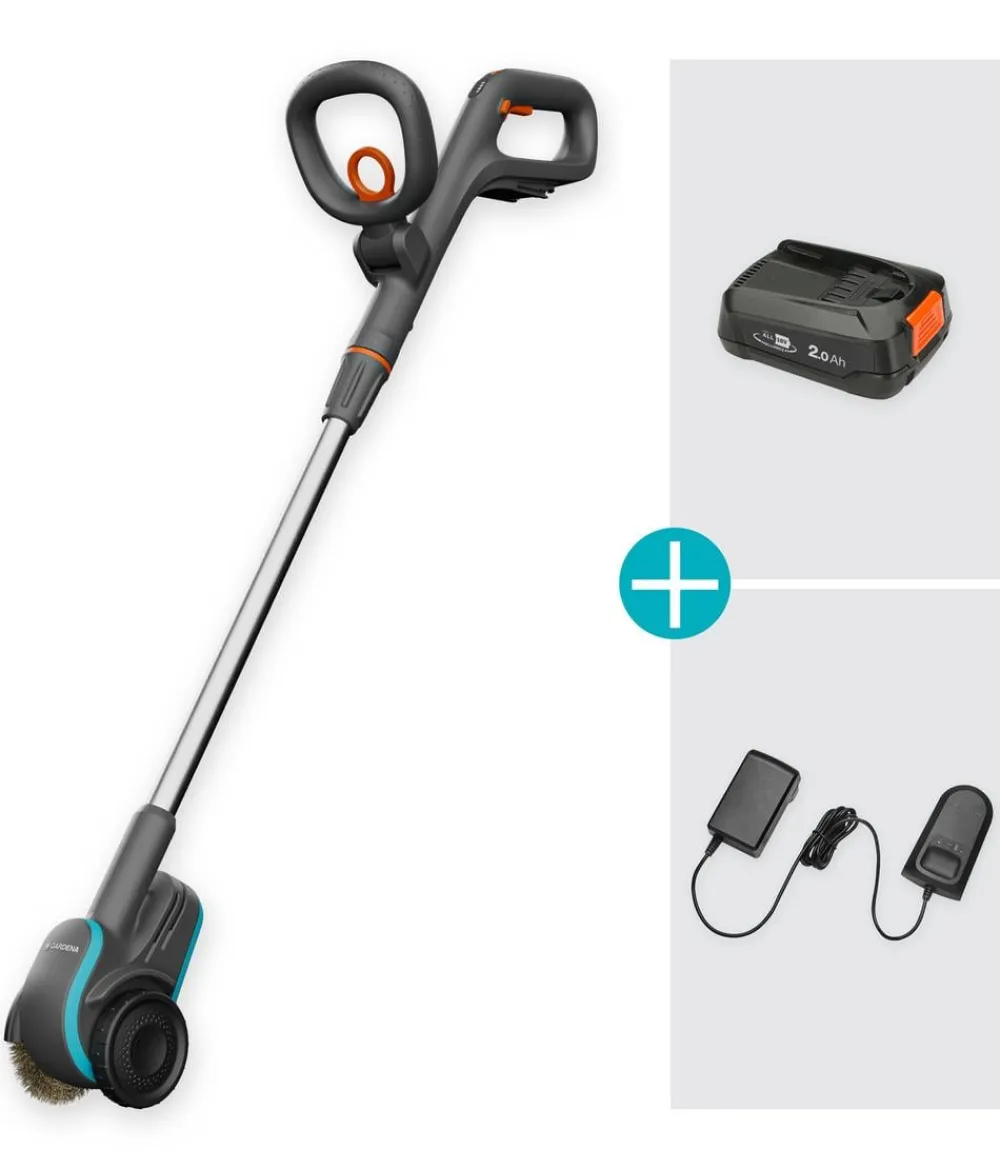 Gardena Gartengeräte - Akku-Fugenbürste EasyWeed 1800/18V P4A Ready-To-Use Set, ca. B16,3/H97,1/T24,2 cm