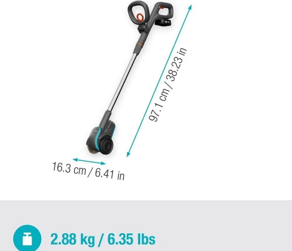 Gardena Gartengeräte - Akku-Fugenbürste EasyWeed 1800/18V P4A Ready-To-Use Set, ca. B16,3/H97,1/T24,2 cm