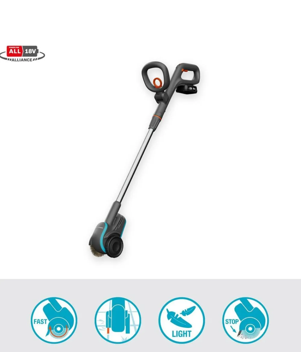 Gardena Gartengeräte - Akku-Fugenbürste EasyWeed 1800/18V P4A Ready-To-Use Set, ca. B16,3/H97,1/T24,2 cm
