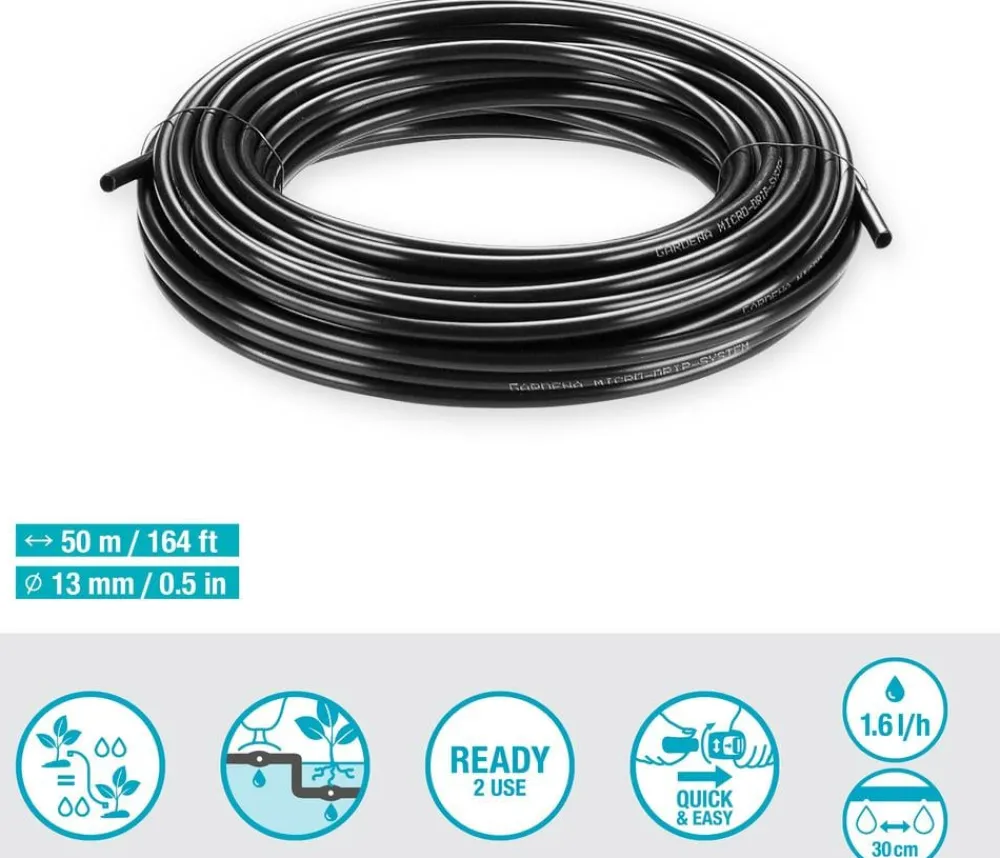 Gardena Bewässerungssysteme & Pumpen - Micro-Drip-System Tropfrohr 1,6 l/h für ober- und unterirdische Bewässerung Schwarz