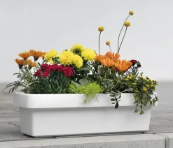 Geli Pflanzkübel & Blumenkästen - Kunststoff-Blumenkasten Viva, inkl. Bewässerungssystem, rechteckig Weiß
