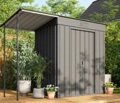 Globel Gartenhäuser & Gerätehäuser - Gerätehaus Planus 64, inkl. Schleppdach, ca. B242/H197/T124 cm Anthrazit