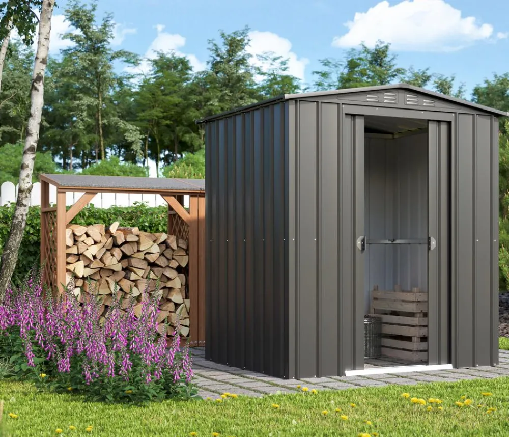 Globel Gerätehaus Somnium 65, ca. B184/H193/T154 cm Dunkelgrau Clearance